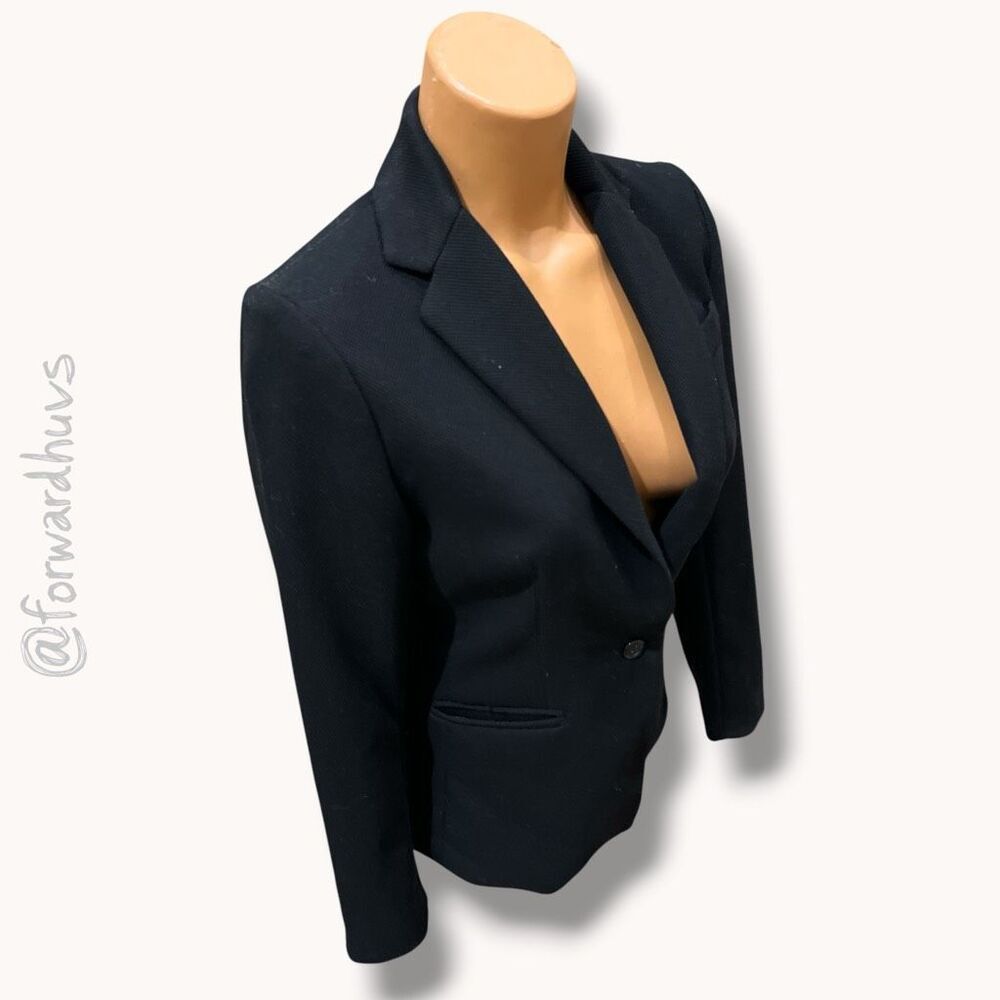 ☑️ Cynthia Rowley Black Tailored Career Blazer One Button Size XS